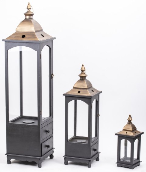 Lampion Drewniany Kpl. 3 Szt.