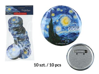 Kpl. 10 przypinek - V. van Gogh, Gwiaździsta Noc (CARMANI)