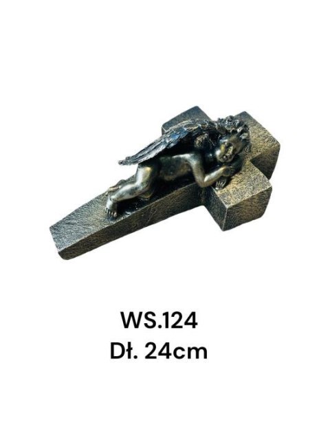 Krzyż figura ze śpiącym aniołem13x22,5x10,5cm złoty Krzyż figura ze śpiącym aniołem13x22,5x10,5cm złoty