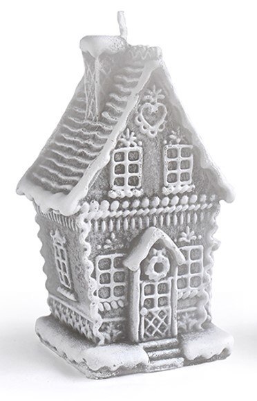 Świeca CHATKA PIERNIKOWA duża 11x19cm parafinowa szara