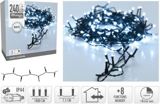 ŁAŃCUCH LED 240L WHITE NA ZEWNĄTRZ18m +8funkcji
