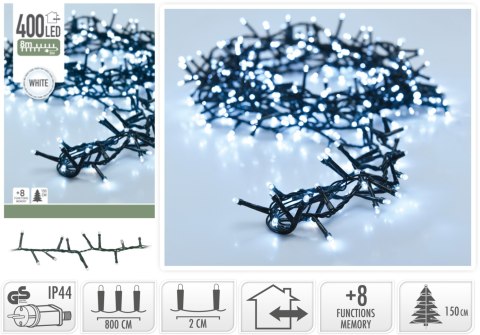 ŁAŃCUCH LED 400L BIAŁY 8M +8funkcji