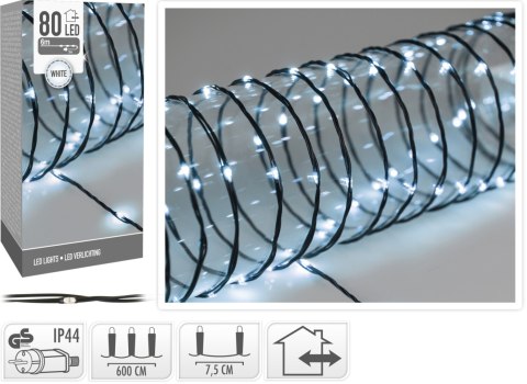 ŁAŃCUCH ŚWIETLNY 80LED WHITE SOFT WIRE 6m