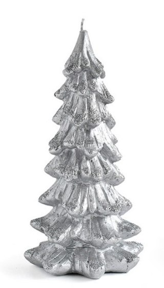 Świeca CHOINKA figurka duża 11,5x21cmparafinowa srebrna