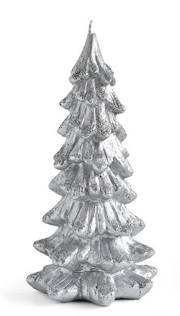 Świeca CHOINKA figurka mała 9,5x16cmparafinowa srebrna