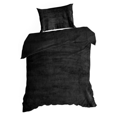 KOMPLET POŚCIELI FLANO 2 160 X 200 CM CZARNY KOMPLET POŚCIELI FLANO 2 160 X 200 CM CZARNY