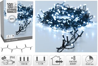 ŁAŃCUCH LED 180L BIAŁY na zewnątrz13,5m +8funkcji