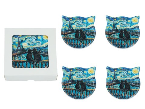 Kpl. 4 podkładek ceramicznych z uszami - Inspirowane malarstwem V. van Gogh (CARMANI) Kpl. 4 podkładek ceramicznych z uszami - Inspirowane malarstwem V. van Gogh (CARMANI)