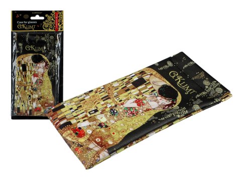 Etui na okulary, miękkie - G. Klimt, Pocałunek, czarne tło(CARMANI)