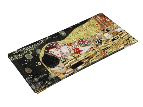 Etui na okulary, miękkie - G. Klimt, Pocałunek, czarne tło(CARMANI)