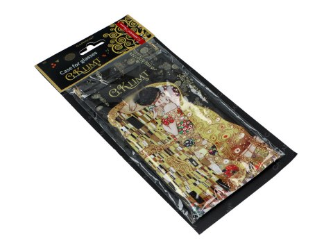 Etui na okulary, miękkie - G. Klimt, Pocałunek, czarne tło(CARMANI)