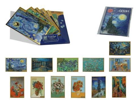 Kpl. 12 pocztówek w ozdobnej teczce - V. van Gogh, mix wzorów (CARMANI)