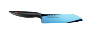 Nóż Santoku Titanium dł. 18 cm, niebieski