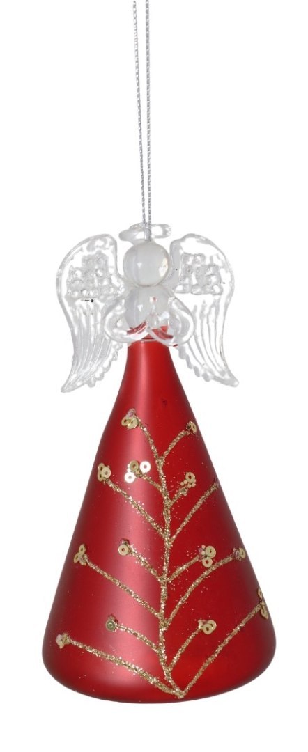 BOMBKA SZKLANA ANIOŁEK CZERWONY