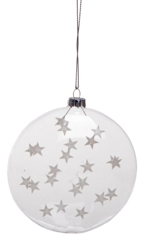 BOMBKA SZKLANA PŁASKA Z GWIAZDKAMI DUŻA