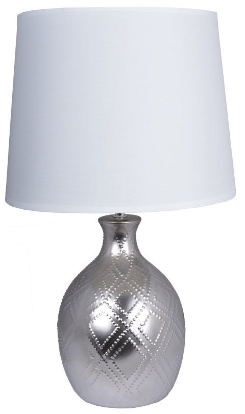 LAMPA CERAMICZNA SREBRNA Z BIAŁYM ABAŻUREM