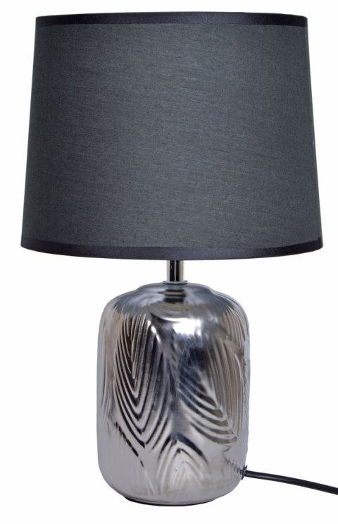 LAMPA CERAMICZNA SREBRNA Z CZARNYM ABAŻUREM