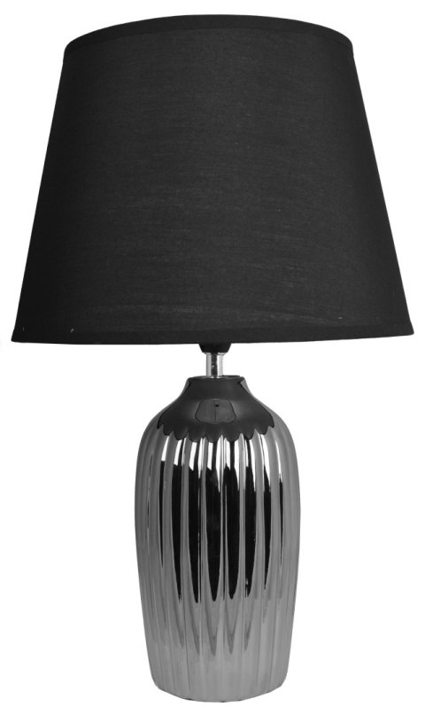 LAMPA CERAMICZNA SREBRNA Z CZARNYM ABAŻUREM