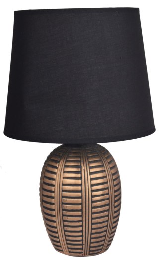 LAMPA CERAMICZNA ZŁOTO CZARNA Z CZARNYM ABAŻUREM