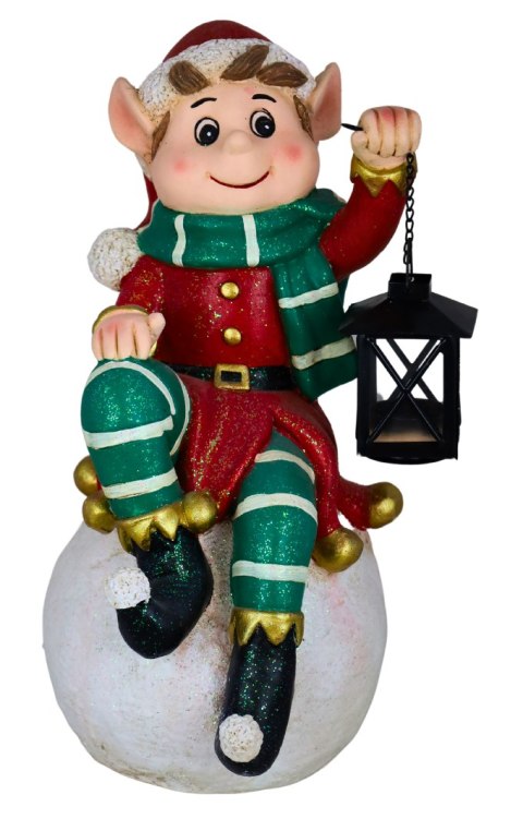 ELF CERAMICZNY SIEDZĄCY Z LATARNIĄ