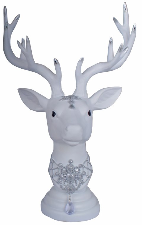 GŁOWA RENIFERA ZE SREBRNĄ DEKORACJĄ