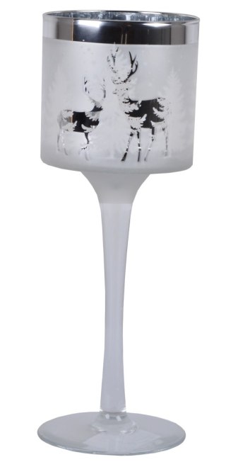 KIELICH SZKLANY ZE SREBRNYMI RENIFERAMI NISKI