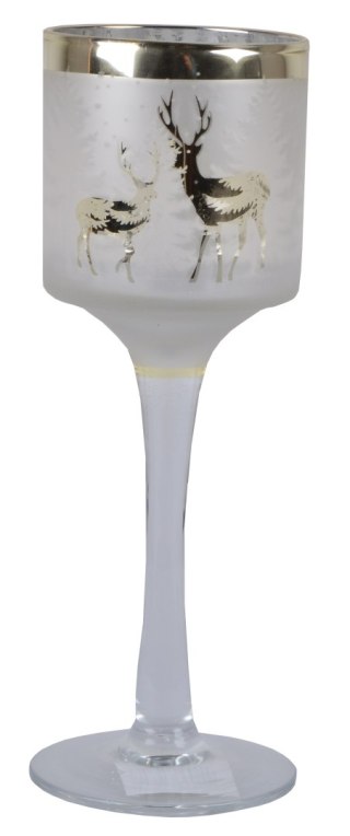 KIELICH SZKLANY ZE ZŁOTYMI RENIFERAMI NISKI