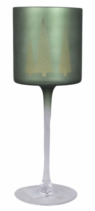 KIELICH SZKLANY ZIELONY Z CHOINKAMI NISKI