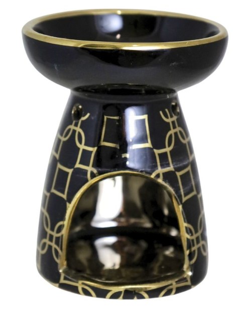 KOMINEK NA OLEJEK ZAPACHOWY CERAMICZNY CZARNO-ZŁOTY