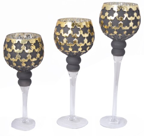 KPL.3 KIELICHÓW CZARNO-ZŁOTYCH W GWIAZDKI