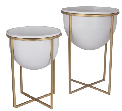 KPL.2 KWIETNIKÓW MATALOWYCH BIAŁYCH NA ZŁOTYM STELAŻU