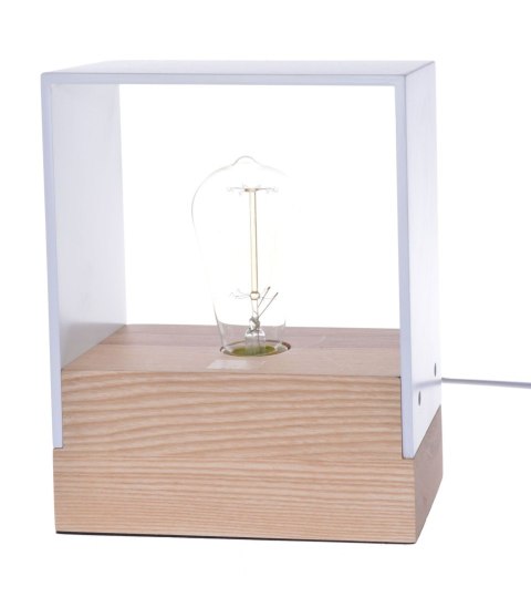 LAMPA DREWNIANA BIAŁA Z ŻARÓWKĄ
