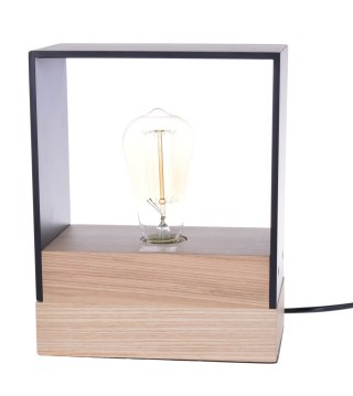 LAMPA DREWNIANA CZARNA Z ŻARÓWKĄ