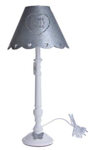 LAMPA DREWNIANA Z METALOWYM KLOSZEM HOME SWEET HOME