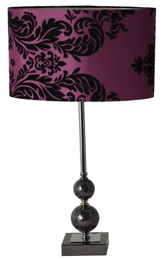 LAMPA GLAMUR Z FIOLETOWO-CZARNYM KLOSZEM