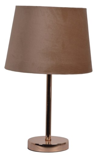 LAMPA METALOWA ZŁOTA Z WELUROWYM BRĄZOWYM ABAŻUREM
