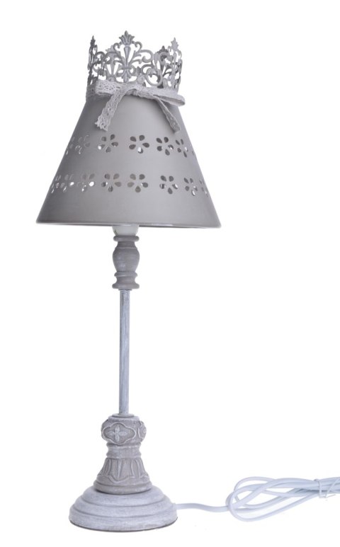 LAMPA SZARA MAŁA Z METALOWYM KLOSZEM