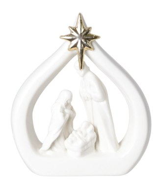 SZOPKA CERAMICZNA BIAŁA ZE ZŁOTĄ GWIAZDĄ