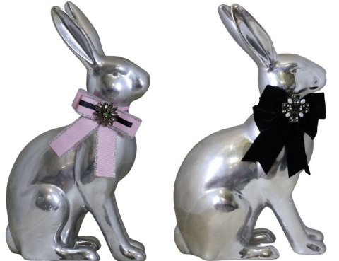 KRÓLIK CERAMICZNY SREBRNY Z KOKARDĄ MIX 2 WZORY MAXI KRÓLIK CERAMICZNY SREBRNY Z KOKARDĄ MIX 2 WZORY MAXI