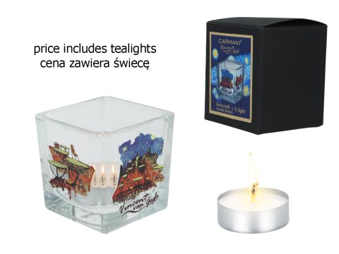 Świecznik szklany + tealight - V. van Gogh, Taras Kawiarki w Nocy (CARMANI) Świecznik szklany + tealight - V. van Gogh, Taras Kawiarki w Nocy (CARMANI)