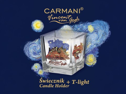 Świecznik szklany + tealight - V. van Gogh, Taras Kawiarki w Nocy (CARMANI) Świecznik szklany + tealight - V. van Gogh, Taras Kawiarki w Nocy (CARMANI)