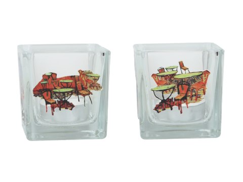 Świecznik szklany + tealight - V. van Gogh, Taras Kawiarki w Nocy (CARMANI) Świecznik szklany + tealight - V. van Gogh, Taras Kawiarki w Nocy (CARMANI)