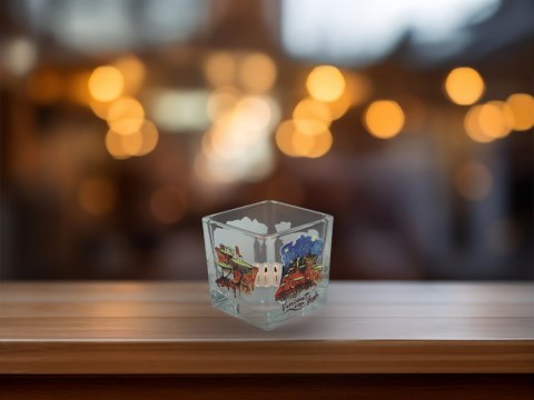 Świecznik szklany + tealight - V. van Gogh, Taras Kawiarki w Nocy (CARMANI) Świecznik szklany + tealight - V. van Gogh, Taras Kawiarki w Nocy (CARMANI)