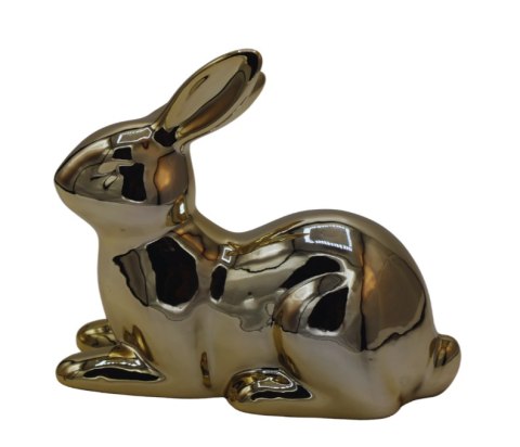 KRÓLIK CERAMICZNY LEŻACY ZŁOTY DUŻY