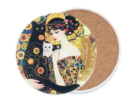 Podkładka ceramiczna, okrągła - Inspirowane malarstwem G. Klimt (CARMANI)
