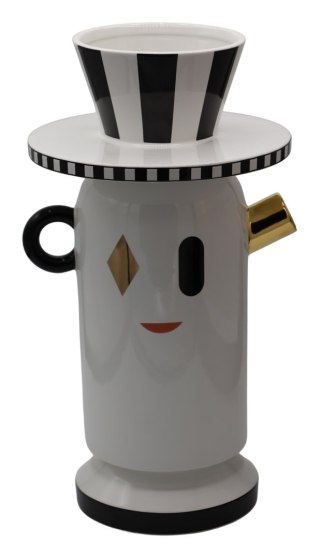 WAZON CERAMICZNY BIAŁO-CZARNO-ZŁOTY