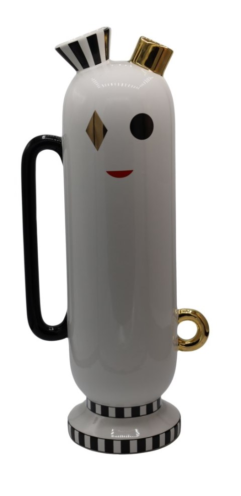 WAZON CERAMICZNY BIAŁO-CZARNO-ZŁOTY