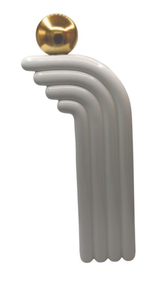 WAZON CERAMICZNY BIAŁO-ZŁOTY Z KULĄ