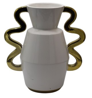 WAZON CERAMICZNY BIAŁO-ZŁOTY