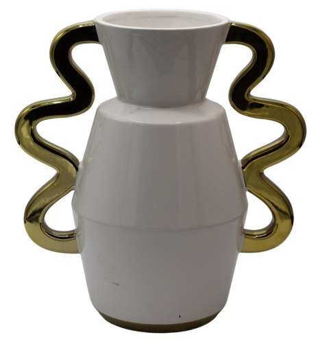 WAZON CERAMICZNY BIAŁO-ZŁOTY